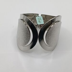 NWT And Lovely Sculpted Silver-Tone Statement Cuff Bracelet